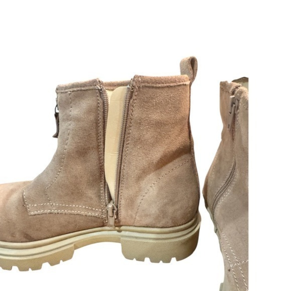 Cruza Women's Tan Suede Zip Front & Side Lug Sole Ankle Boots Size 39 - Picture 6 of 8